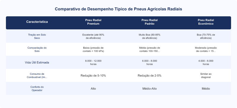 Diagrama técnico: Desempenho Pneus Agrícolas Radiais: Tração e Compactação do Solo